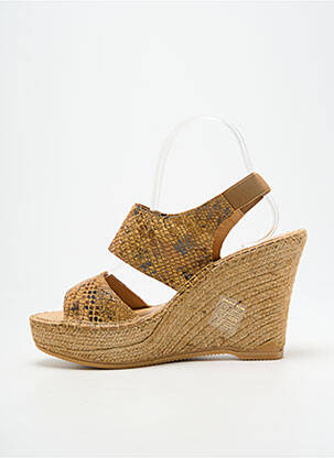 Espadrilles tissage satiné talon haut de 10cm et plus marron L'ESPADRILLE DE NICOLE femme