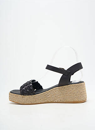 Espadrilles tissage satiné talon de 4 à 6cm noir L'ESPADRILLE DE NICOLE femme
