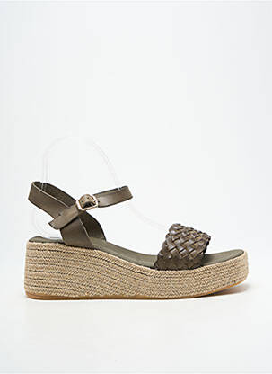 Espadrilles tissage satiné talon de 4 à 6cm vert L'ESPADRILLE DE NICOLE femme