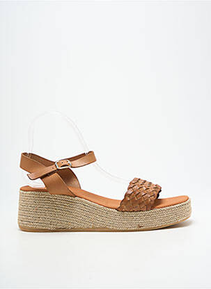 Espadrilles tissage satiné talon de 4 à 6cm marron L'ESPADRILLE DE NICOLE femme