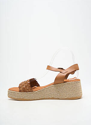 Espadrilles tissage satiné talon de 4 à 6cm marron L'ESPADRILLE DE NICOLE femme