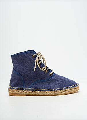 Espadrilles fermeture lacets talon plat jusqu'à 3cm bleu L'ESPADRILLE DE NICOLE femme
