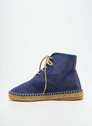 Espadrilles fermeture lacets talon plat jusqu'à 3cm bleu L'ESPADRILLE DE NICOLE femme