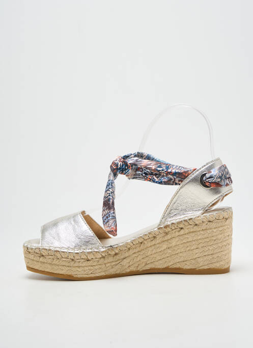 Espadrilles fermeture lacets talon de 4 à 6cm argent L'ESPADRILLE DE NICOLE femme