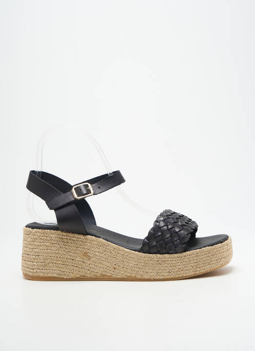 Espadrilles tissage satiné talon de 4 à 6cm noir L'ESPADRILLE DE NICOLE femme