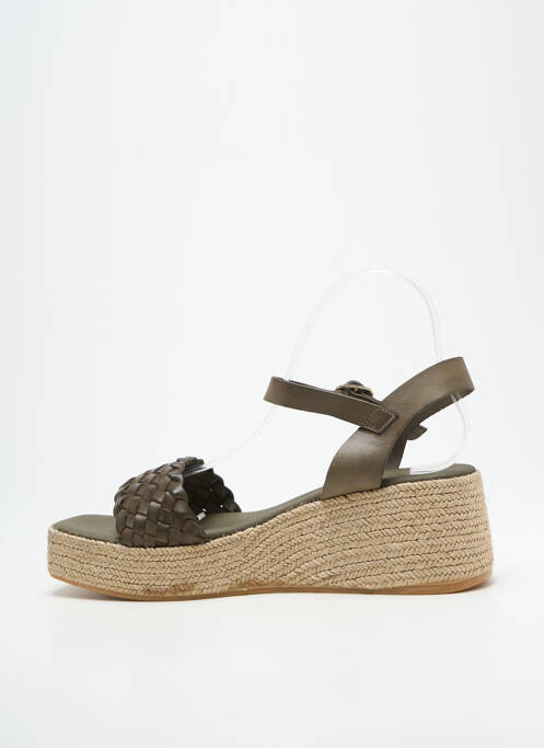 Espadrilles tissage satiné talon de 4 à 6cm vert L'ESPADRILLE DE NICOLE femme