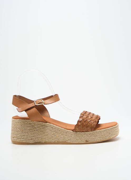 Espadrilles tissage satiné talon de 4 à 6cm marron L'ESPADRILLE DE NICOLE femme