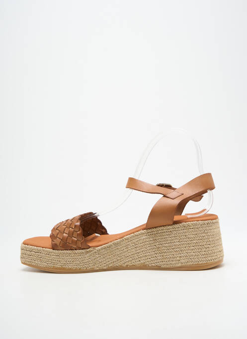 Espadrilles tissage satiné talon de 4 à 6cm marron L'ESPADRILLE DE NICOLE femme