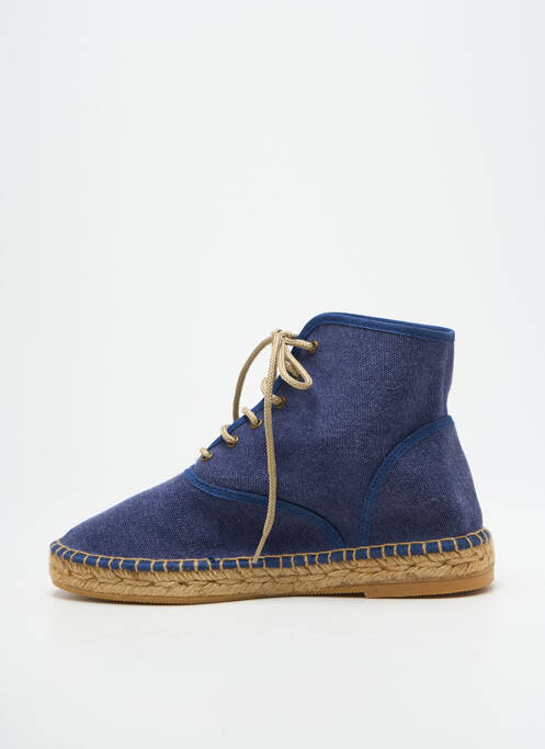 Espadrilles fermeture lacets talon plat jusqu'à 3cm bleu L'ESPADRILLE DE NICOLE femme