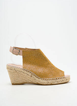 Espadrilles tissage satiné talon de 7 à 9cm jaune L'ESPADRILLE DE NICOLE femme