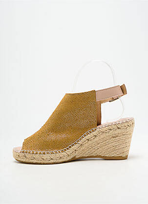 Espadrilles tissage satiné talon de 7 à 9cm jaune L'ESPADRILLE DE NICOLE femme
