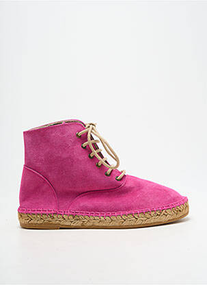 Espadrilles fermeture lacets talon plat jusqu'à 3cm rose LORMY femme