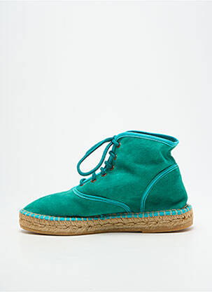 Espadrilles nubuck talon plat jusqu'à 3cm vert L'ESPADRILLE DE NICOLE femme