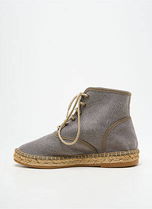 Espadrilles fermeture lacets talon plat jusqu'à 3cm gris L'ESPADRILLE DE NICOLE femme