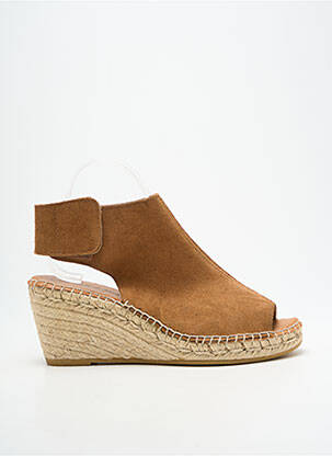 Espadrilles bout ouvert talon de 7 à 9cm marron L'ESPADRILLE DE NICOLE femme