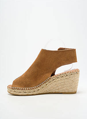 Espadrilles bout ouvert talon de 7 à 9cm marron L'ESPADRILLE DE NICOLE femme
