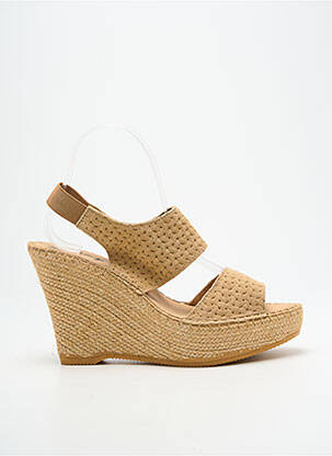 Espadrilles nubuck talon haut de 10cm et plus beige LORMY femme