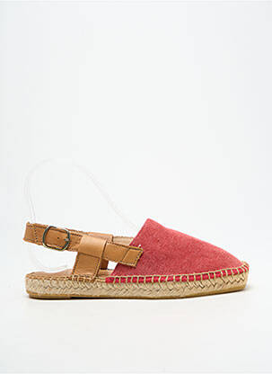 Espadrilles bout rond talon plat jusqu'à 3cm rouge L'ESPADRILLE DE NICOLE femme