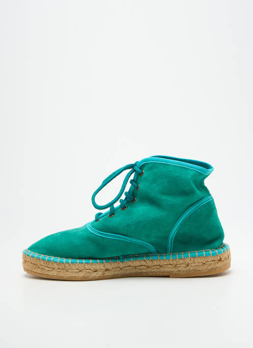 Espadrilles nubuck talon plat jusqu'à 3cm vert L'ESPADRILLE DE NICOLE femme