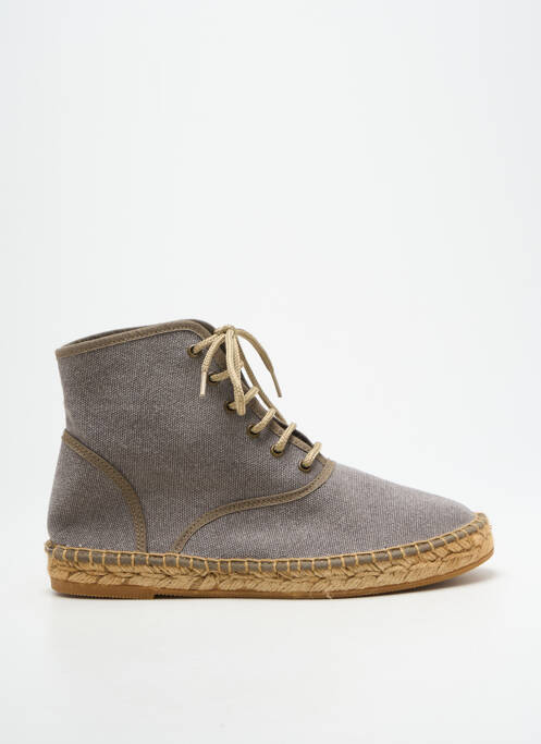 Espadrilles fermeture lacets talon plat jusqu'à 3cm gris L'ESPADRILLE DE NICOLE femme