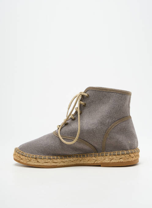 Espadrilles fermeture lacets talon plat jusqu'à 3cm gris L'ESPADRILLE DE NICOLE femme