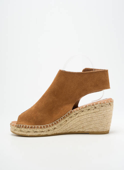Espadrilles bout ouvert talon de 7 à 9cm marron L'ESPADRILLE DE NICOLE femme