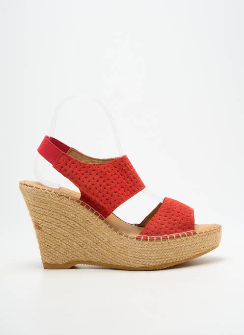 Espadrilles nubuck talon haut de 10cm et plus rouge LORMY femme