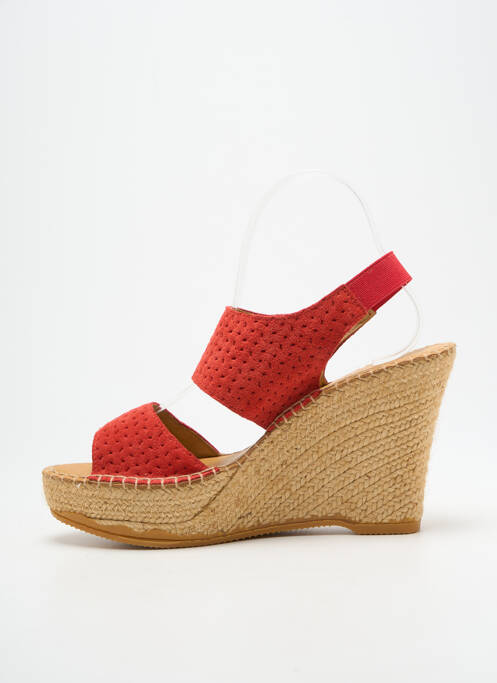 Espadrilles nubuck talon haut de 10cm et plus rouge LORMY femme