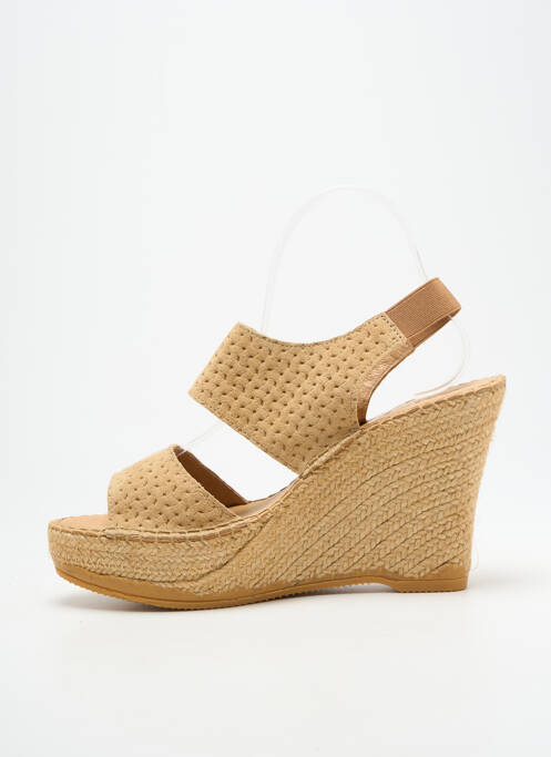 Espadrilles nubuck talon haut de 10cm et plus beige LORMY femme