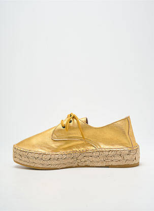 Espadrilles tissage satiné talon de 4 à 6cm or L'ESPADRILLE DE NICOLE femme