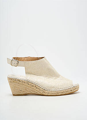 Espadrilles tissage satiné talon de 7 à 9cm beige L'ESPADRILLE DE NICOLE femme