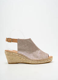 Espadrilles tissage satiné talon de 7 à 9cm beige fonce L'ESPADRILLE DE NICOLE femme