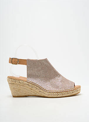 Espadrilles tissage satiné talon de 7 à 9cm beige fonce L'ESPADRILLE DE NICOLE femme