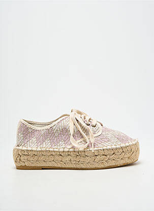 Espadrilles fermeture lacets talon de 4 à 6cm rose NICOLE femme