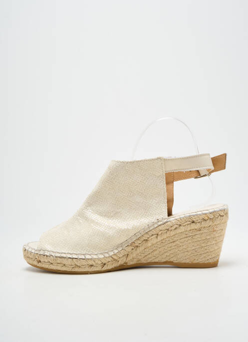 Espadrilles tissage satiné talon de 7 à 9cm beige L'ESPADRILLE DE NICOLE femme