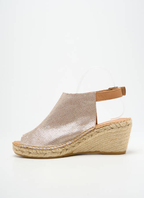 Espadrilles tissage satiné talon de 7 à 9cm beige fonce L'ESPADRILLE DE NICOLE femme