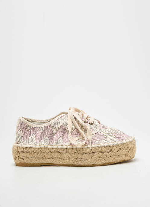 Espadrilles fermeture lacets talon de 4 à 6cm rose NICOLE femme