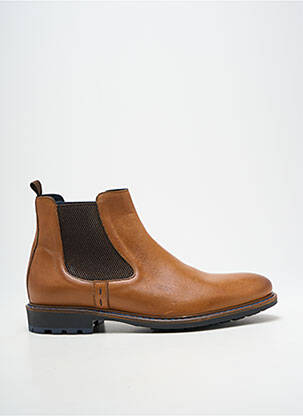 Bottines/boots matière lisse talon bas marron BRETT & SONS homme