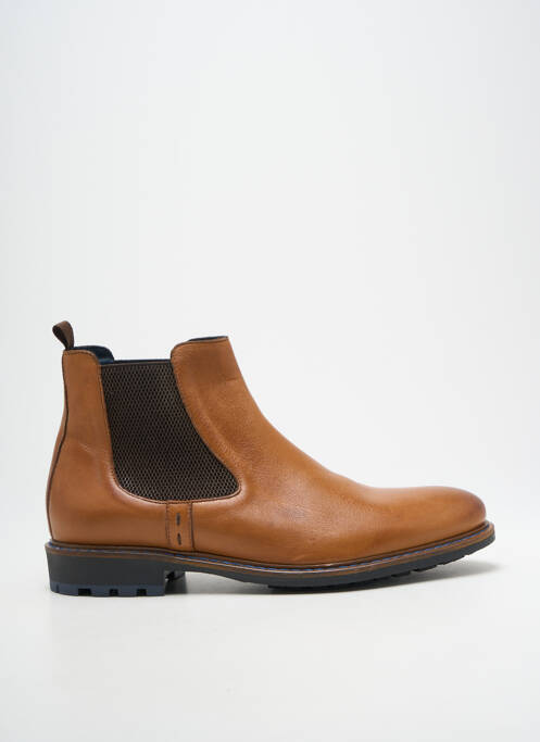 Bottines/boots tissage satiné talon bas marron BRETT & SONS homme