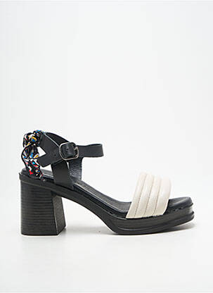 Sandales/nu pieds tissage satiné talon de 7 à 9cm noir GOODSTEP femme
