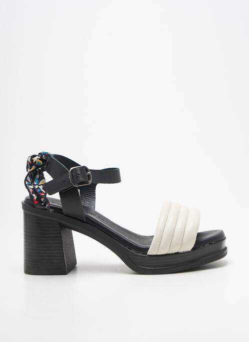 Sandales/nu pieds tissage satiné talon de 7 à 9cm noir GOODSTEP femme