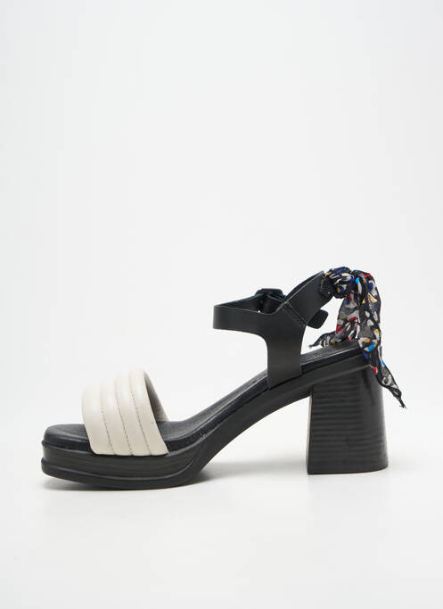 Sandales/nu pieds tissage satiné talon de 7 à 9cm noir GOODSTEP femme