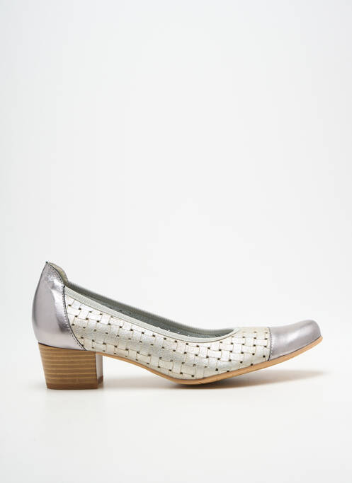 Escarpins tissage satiné talon de 4 à 6cm argent UN TOUR EN VILLE femme