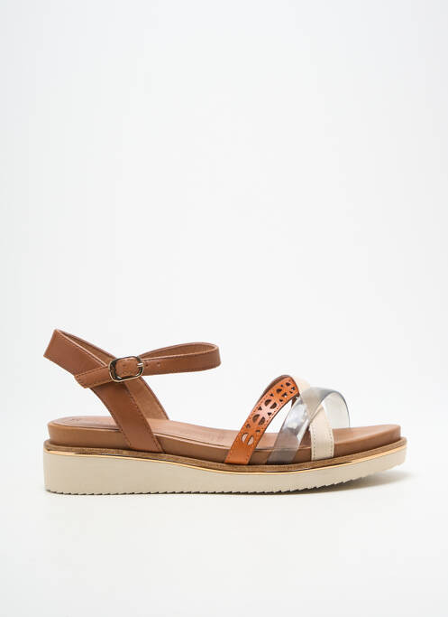 Sandales/nu pieds tissage satiné talon de 4 à 6cm marron TAMARIS femme