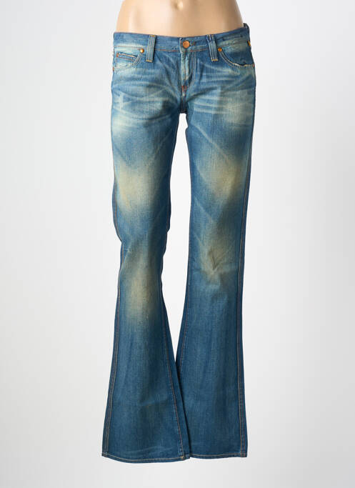 Jean coupe flare effet usé délavé taille basse bleu MELTIN'POT femme