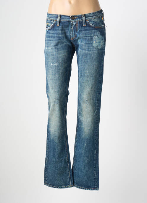 Jeans bootcut effet usé délavé taille basse bleu MELTIN'POT femme