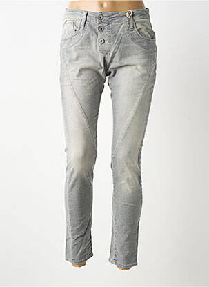 Jeans coupe slim stretch taille basse gris PLEASE femme
