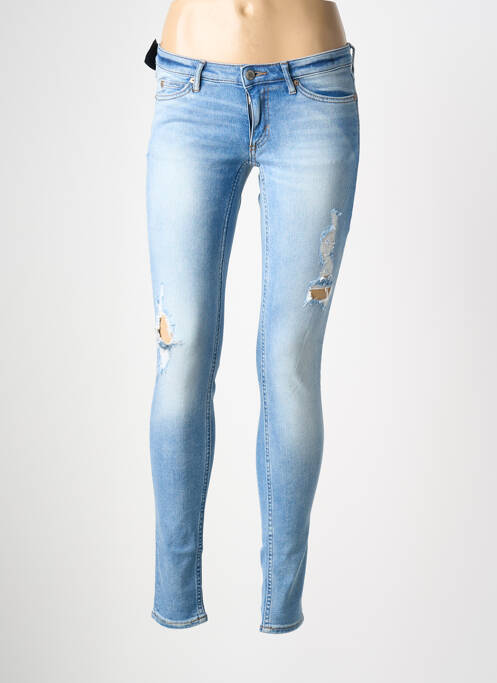 Jeans coupe slim effet usé délavé taille normale bleu CHEAP MONDAY femme
