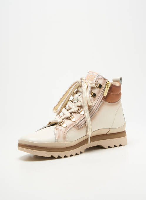 Baskets fermeture zip et lacets talon plat jusqu'à 3cm beige PIKOLINOS femme