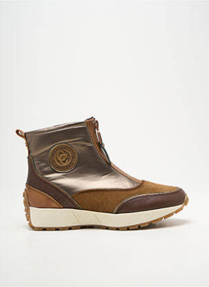 Bottines/boots tissage satiné talon de 4 à 6cm marron CARMELA femme